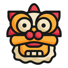 lion dancing chinese new year filled outline icon