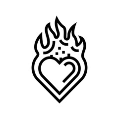 passion fire line icon vector. passion fire sign. isolated contour symbol black illustration