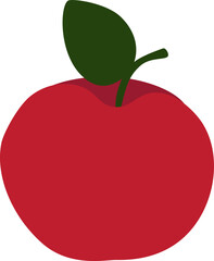 Vector illustration of red apple with leaf