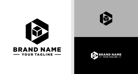 HEXAGONAL LOGO BLOCK CHAIN UNIQUE MODERN TECHNOLOGY EDITABLE
