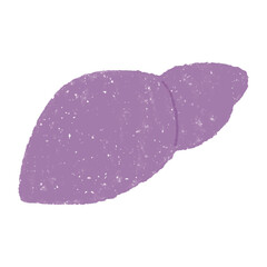 手描きの元気がない肝臓のイラスト　PNG