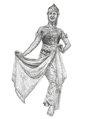 vector illustration of Indonesian traditional Javanese dance