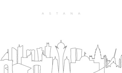 Outline Astana skyline. Trendy template with Astana buildings and landmarks in line style. Stock vector design.