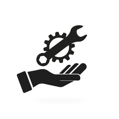 Hand icon with setting. Vector illustration