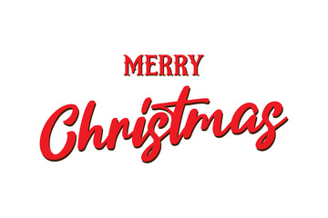 merry christmas red hand lettering inscription to winter holiday design, calligraphy vector illustration