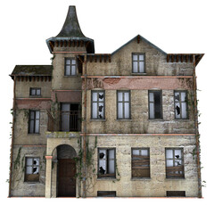 3D rendered Old Abandoned Building on Transparent Background - 3D Illustration