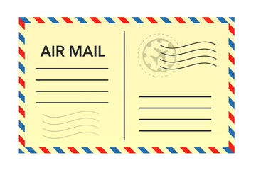 Air mail stamp on paper background. Vector illustration