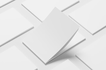 A4 Landscape Horizontal Magazine Brochure 3D Rendering White Blank Mockup