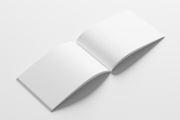 A4 Landscape Horizontal Magazine Brochure 3D Rendering White Blank Mockup