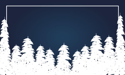 Beautiful gradient blue winter background. Trendy dark blue winter background. Blue background with Winter Christmas trees.