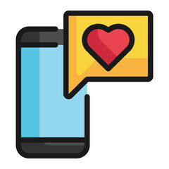 moblie chat love happiness filled outline icon