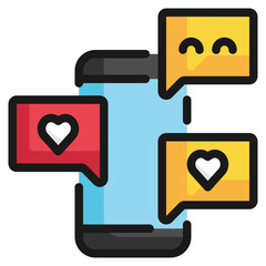 online chat love happiness filled outline icon