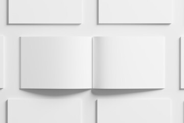 A4 Landscape Horizontal Magazine Brochure 3D Rendering White Blank Mockup