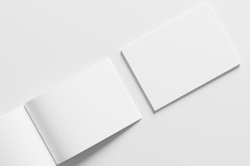 A4 Landscape Horizontal Magazine Brochure 3D Rendering White Blank Mockup
