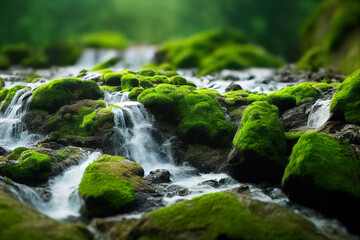 waterfall in the forest, Generative AI