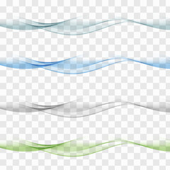 Wave abstract flowers set, smoky transparent wavy design