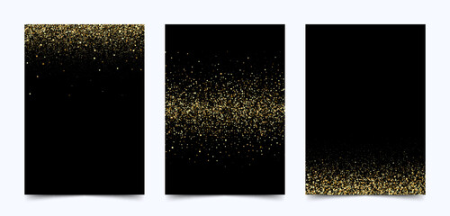 Black background gold glitters, artistic cover design, colorful texture.