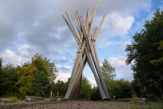 Kyrill gate, Brilon, Sauerland, Germany
