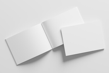 A4 Landscape Horizontal Magazine Brochure 3D Rendering White Blank Mockup