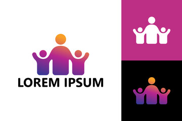 Children and parent logo template design vector