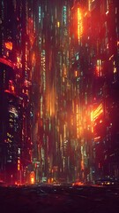 Cyberpunk metropolis, cinematic. Cover, illustration.