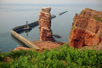 Beautiful view of rock formation Lange Anna by seascape