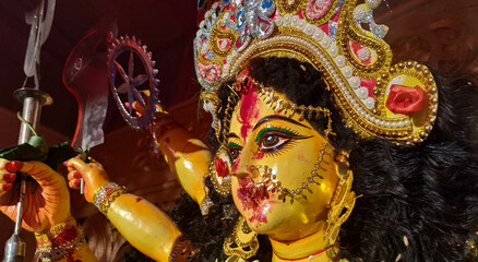 Maa Durga Face Dussehra celebration puja advertisement,   subho bijoya durga puja, Navaratri...