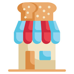 bread bakery baked dessert shop flat icon
