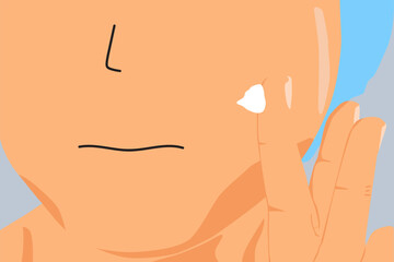illustration of person applying beauty cream to face