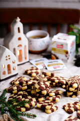 Christmas Chessboard cookies in christmas background