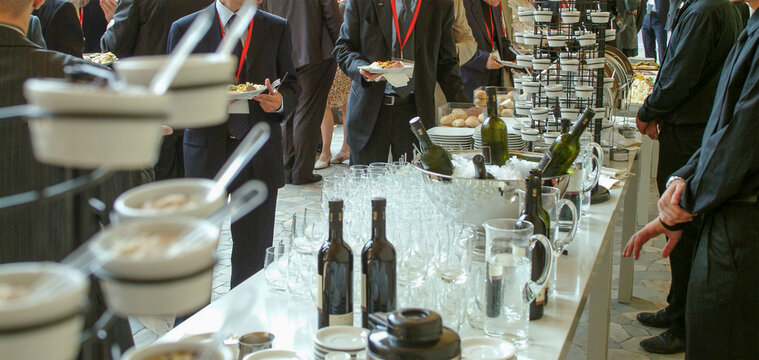buffet of work during a meeting of business people
