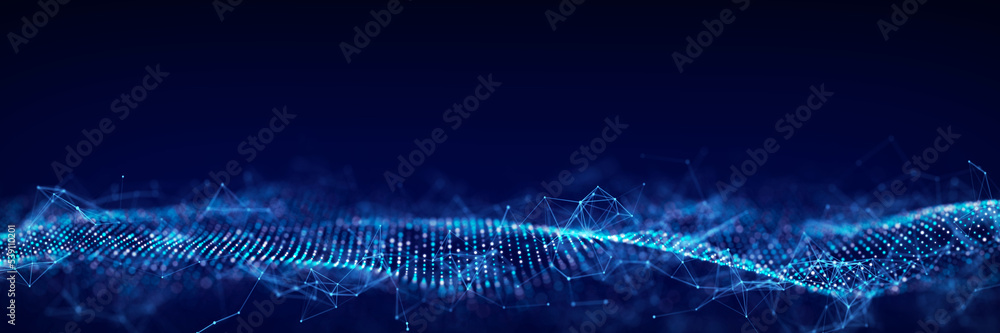 Poster 3d digital wave. technology wave. flow digital structure. cyber technology background. 3d rendering.