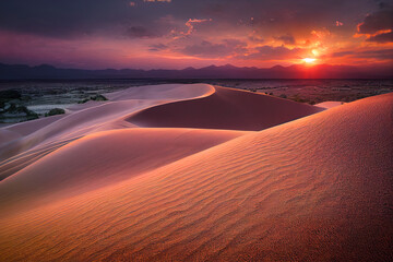 Naklejka na ściany i meble Desert Sand Dunes at sunset