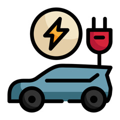 electric power car vehicle icon filled outline