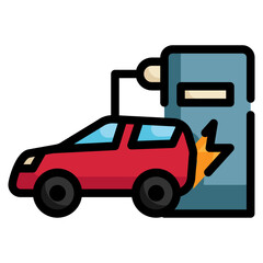 station charger car electric power vehicle icon filled outline