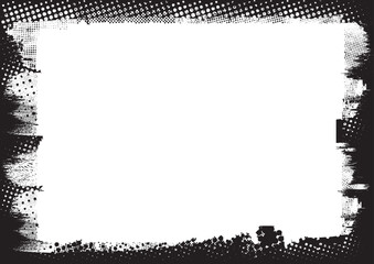 Glitch distorted geometric shape . Noise destroyed logo . Trendy defect error shapes . Glitched frame .Grunge textured . Distressed effect .Vector shapes with a halftone dots screen print texture.