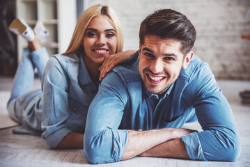 Beautiful couple at home