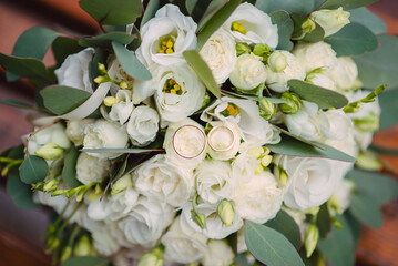 Wedding bouquet made of white roses