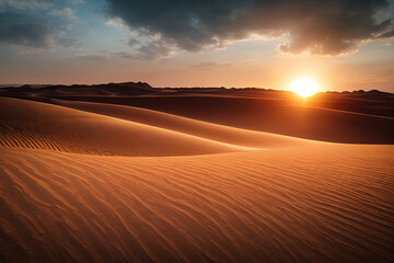 Naklejka na ściany i meble Desert Sand Dunes at sunset