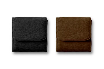 Business card holder, Black and dark brown Leather Wallet mockup isolated on white background.3d rendering.