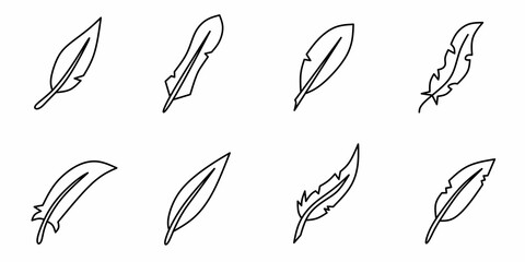 feather symbol icon set. Vector illustration