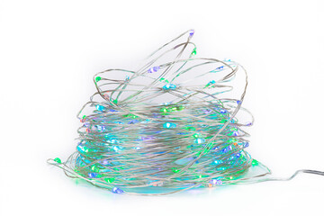  LED string lights. Party holiday christmas decoration lights. Close up christmas LED lighting
