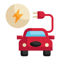car charge power station vehicle electric icon flat style
