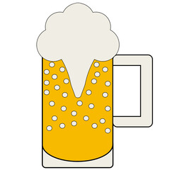 Mug with light beer on a white isolated background