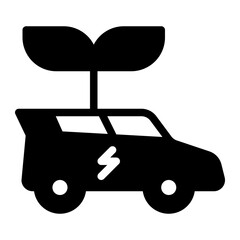 car plant save electric vehicle icon solid glyph
