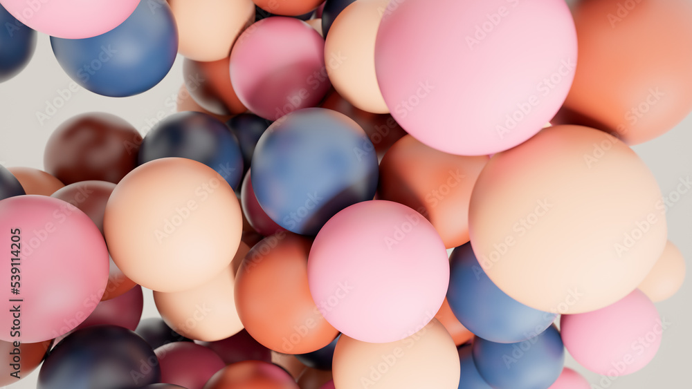 Poster minimal simple and beautiful color abstract background. multicolor 3d spheres or balls floating. bea