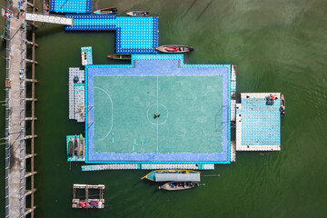 Ko Panyi or Koh Panyee floating football field in the muslim fishing village in Phang Nga Province, Thailand