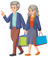 Happy senior couple shopping