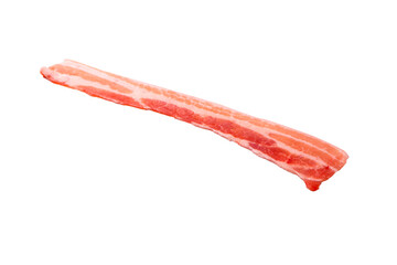 Raw bacon slices isolated on a white background.