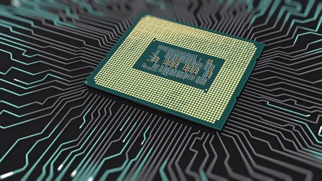 Processor-based electronic brain, artificial intelligence concept. Microcircuits, the passage of an electric impulse.